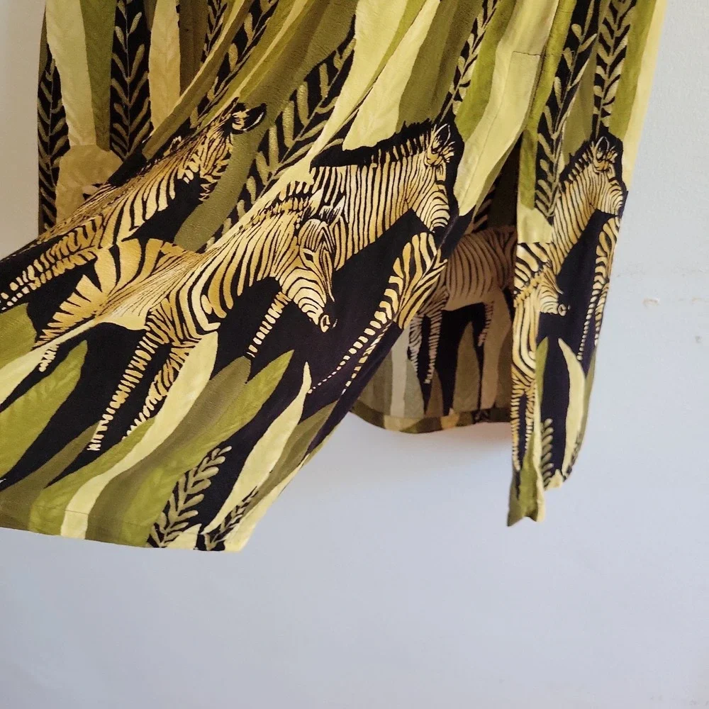 California Krush Midi‎ Straight Skirt Large Zebra Print Pull On Boho Maximalist